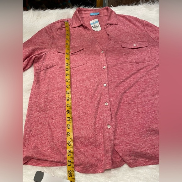 New J McLaughlin Brynn Linen Berry Red Button-Up Shirt XL - Picture 11 of 11